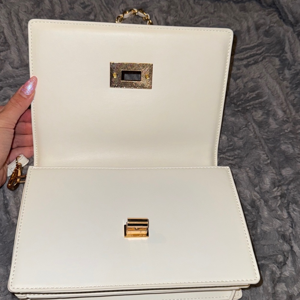 Also Crossbody Handbag White with Gold - Picture 8 of 11